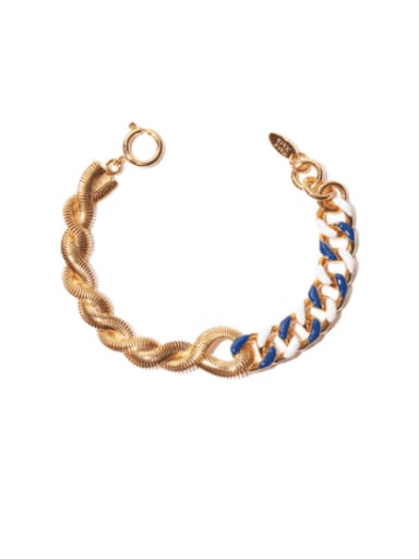 Brass Enamel Geometric Minimalist Link Bracelet