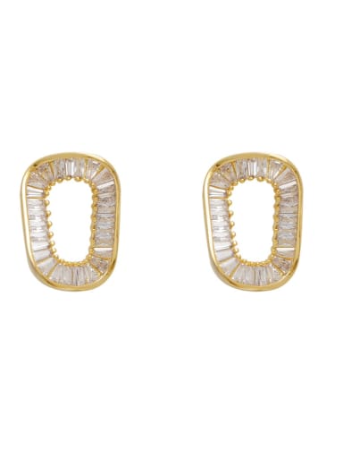 Brass Cubic Zirconia Geometric Minimalist Stud Trend Korean Fashion Earring