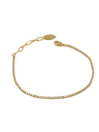 golden Brass Cubic Zirconia Geometric Vintage Bracelet