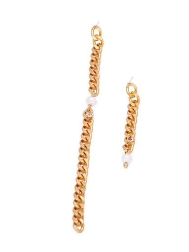 Brass Tassel Vintage Asymmetry Holllow Chain  Threader Earring
