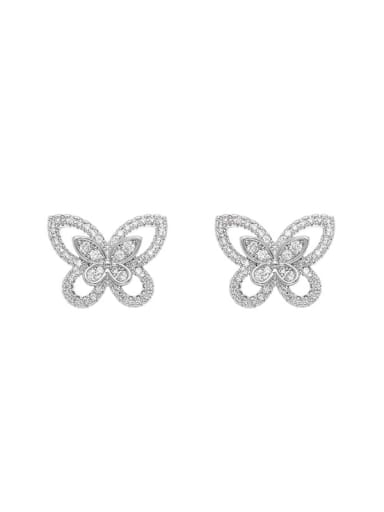 Brass Cubic Zirconia  Dainty Butterfly  Earring and Necklace Set
