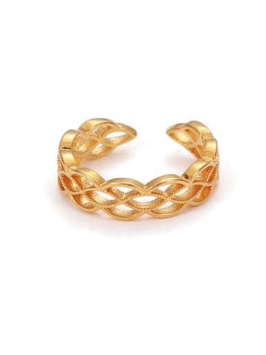 Brass  Hollow Geometric  Chain Minimalist Band Ring