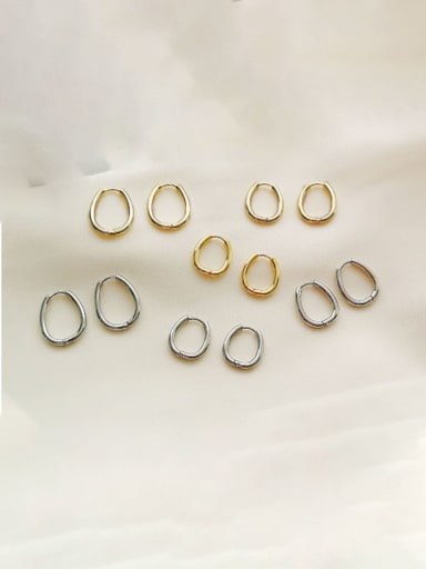 Brass Oval Minimalist Hoop Trend Korean Fashion Earring