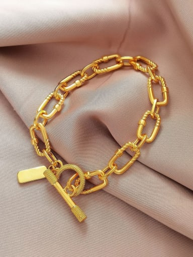 Brass Hollow Geometric  China Vintage Link Bracelet