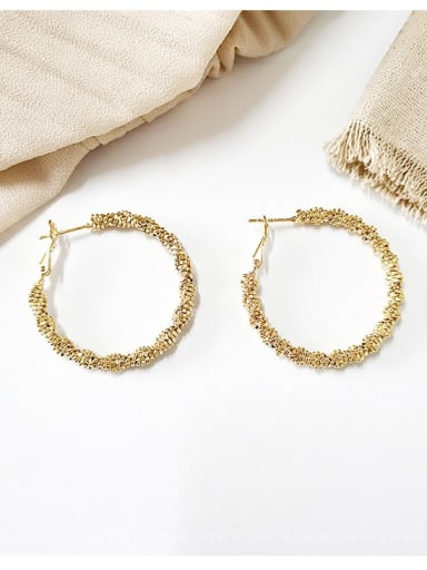 18K gold Copper Hollow Round Minimalist Hoop Trend Korean Fashion Earring