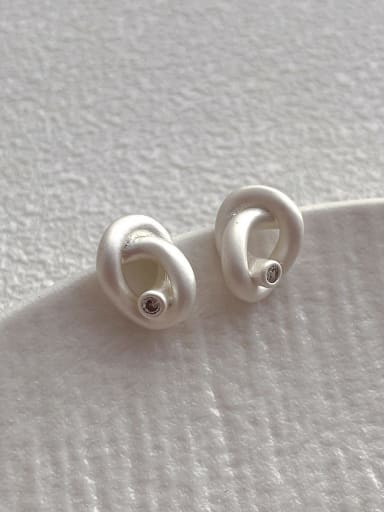G169 white   Twists Earrings Brass wists  Knot Minimalist Stud Earring