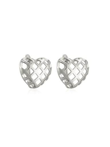 Brass Hollow  Heart Minimalist Stud Earring