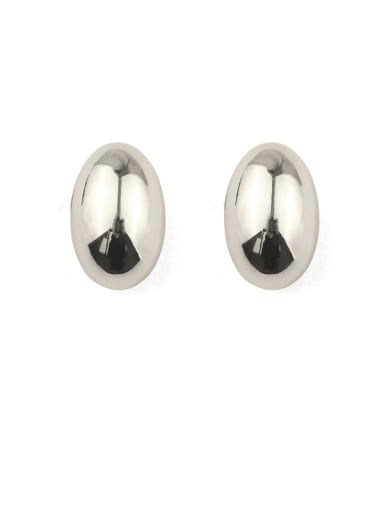 Brass Smooth Oval Minimalist Stud Earring