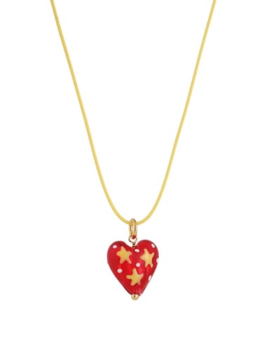 Option 5 (sold with the same earrings) Brass Enamel Heart Cute Necklace