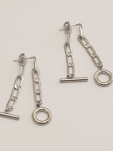 Brass Hollow Geometric  chain Vintage Drop Trend Korean Fashion Earring
