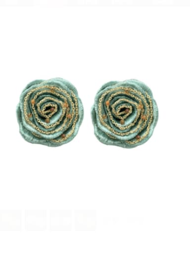 green Brass Lace Flower Luxury Stud Earring