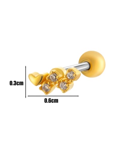 3  # Gold--Single Brass Cubic Zirconia Bowknot Moon Cute Single Earring
