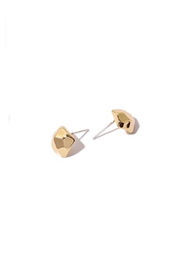 Brass Concave Convex Smooth Geometric Minimalist Stud Earring