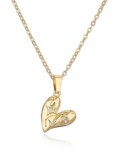 Brass Cubic Zirconia Heart Minimalist Necklace