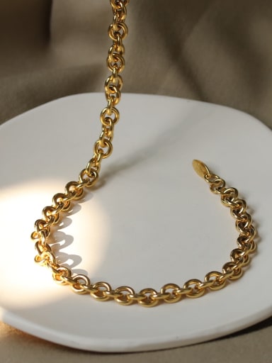 Brass Geometric Vintage  O word chain Necklace