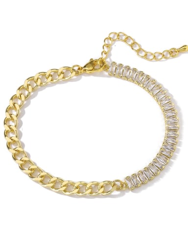 30809 Brass Cubic Zirconia Geometric Dainty Bracelet