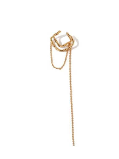 Brass Tassel Vintage Simple geometric multi-layer line tassel ear bone clip  Single Earring