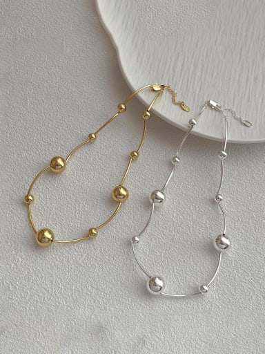 Brass Imitation Pearl Geometric Minimalist Necklace