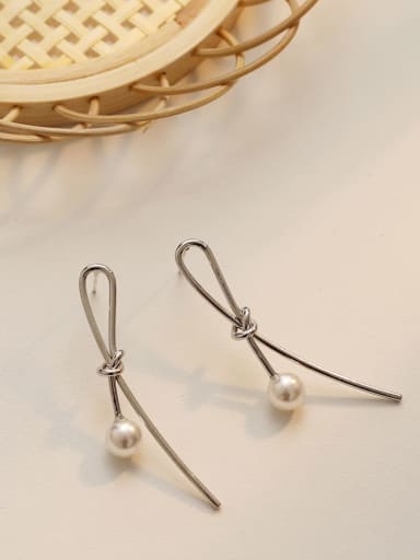 Copper Imitation Pearl Geometric Minimalist Drop Trend Korean Fashion Earring