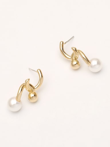 Brass Imitation Pearl Irregular Minimalist Stud Trend Korean Fashion Earring
