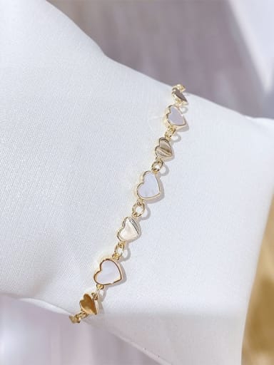 Gold S087 Brass Shell Heart Dainty Adjustable Bracelet