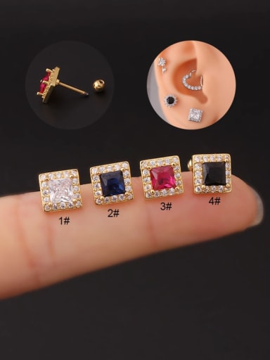 Brass Cubic Zirconia Square Cute Single Earring(Single Only One)