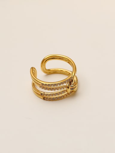 Brass Cubic Zirconia Geometric Vintage Stackable Fashion Ring