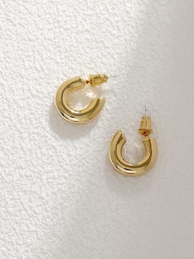 14k Gold [large] Brass Geometric Minimalist Stud Earring