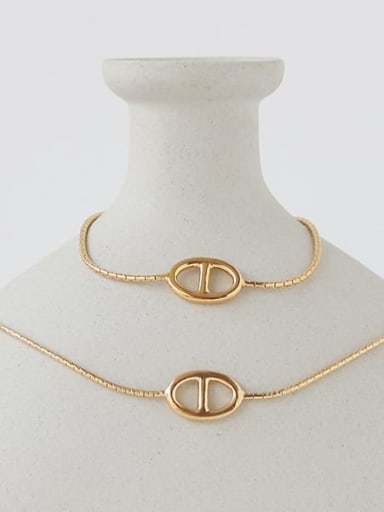 Brass Hollow Geometric Minimalist Necklace