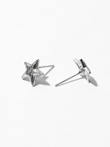 Brass Cubic Zirconia  Cute  Five-pointed star Stud Earring