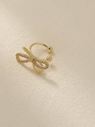 Brass Cubic Zirconia Bowknot Vintage Clip Trend Korean Fashion Earring