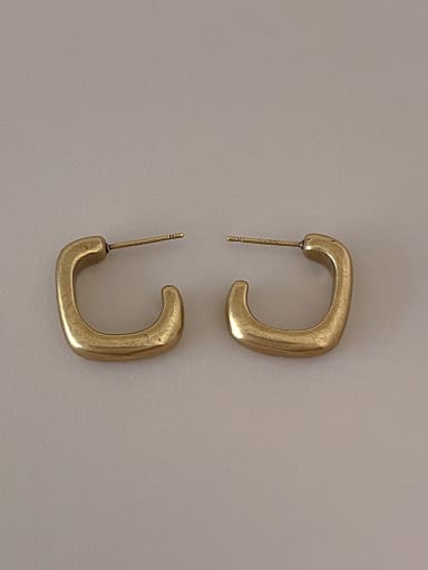 Gold earrings Brass Geometric Hip Hop Stud Earring