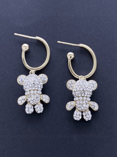 Brass Cubic Zirconia Bear Luxury Huggie Earring