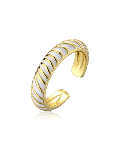 11628 Brass Enamel Geometric Minimalist Band Ring