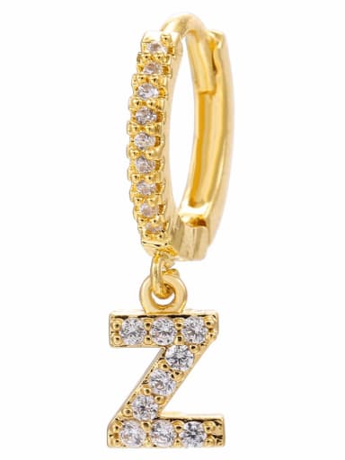 Brass Cubic Zirconia Letter Minimalist Single Earring(Only-One)