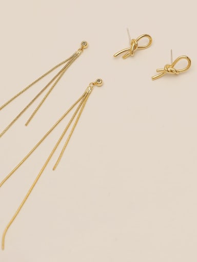 14k Gold Brass Tassel Minimalist Threader Trend Korean Fashion Earring