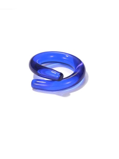 Blue ring Coloured Glaze Geometric Minimalist Band Ring