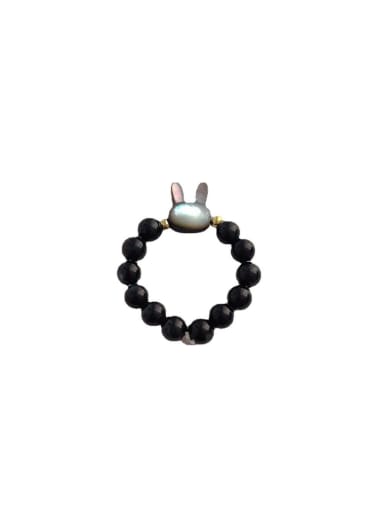 Black Kitten Shell Bead Elastic Ring Elastic rope Bead Rabbit Cute Bead Ring