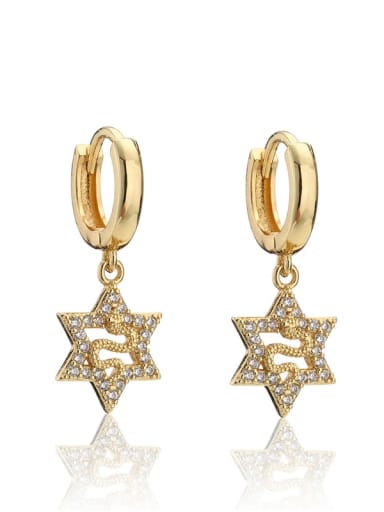 Brass Cubic Zirconia  Vintage Five-pointed star Huggie Earring