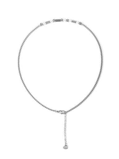 Titanium Steel Imitation Pearl Tassel Minimalist Lariat Necklace