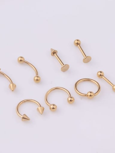 gold(8-Piece Set) 316L Surgical Steel Geometric Hip Hop Nose Studs