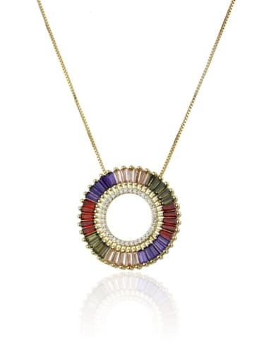 Brass Cubic Zirconia Multi Color Round Dainty Necklace