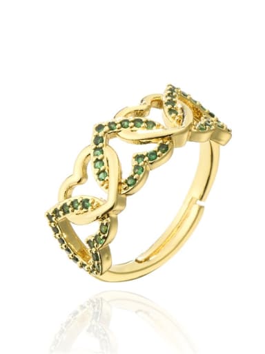 10881 Brass Cubic Zirconia Heart Vintage Band Ring