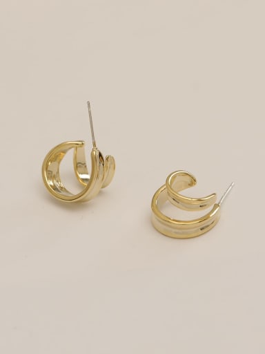 14k Gold (without drill money) Brass Irregular Vintage Stud Trend Korean Fashion Earring