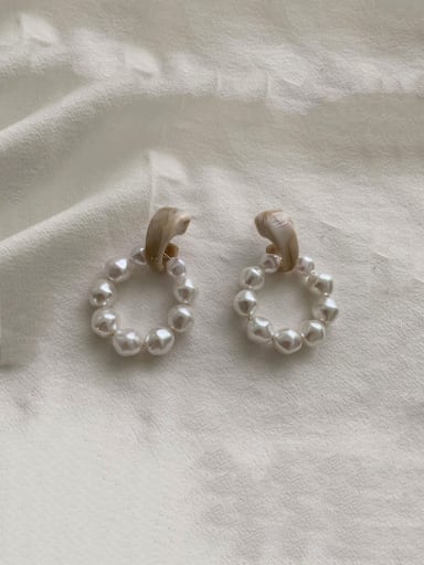 Alloy Resin Geometric Vintage pearl Hoop Earring