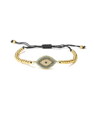 31301 Brass Cubic Zirconia Evil Eye Minimalist Handmade Weave Bracelet