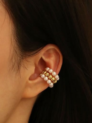 Brass Imitation Pearl Geometric Minimalist Single Earring(Single -Only One)