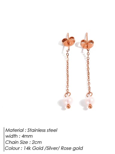 Stainless steel Imitation Pearl Tassel Minimalist Drop Earring