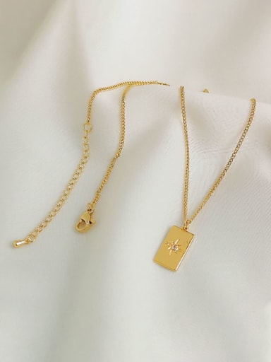 Brass rectangle  Geometric Dainty Trend Korean Fashion Necklace