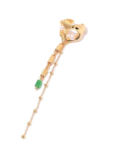 Brass Imitation Pearl Tassel Trend Single Earring